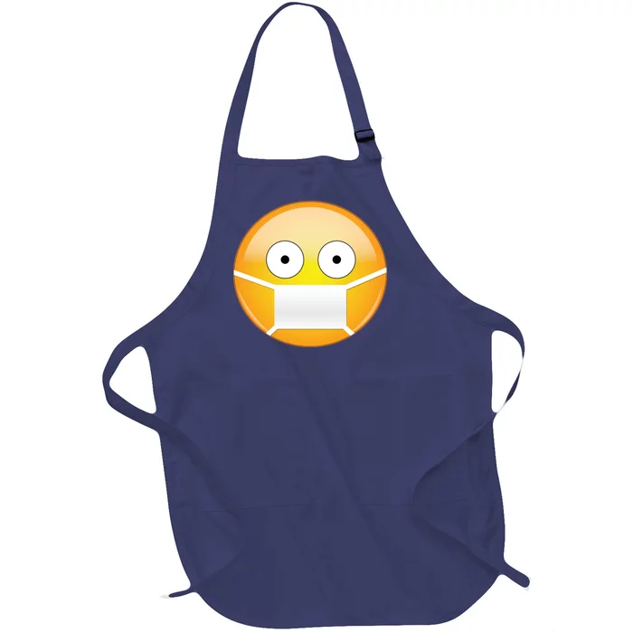 Face Medical Mask Emoji Full-Length Apron With Pocket