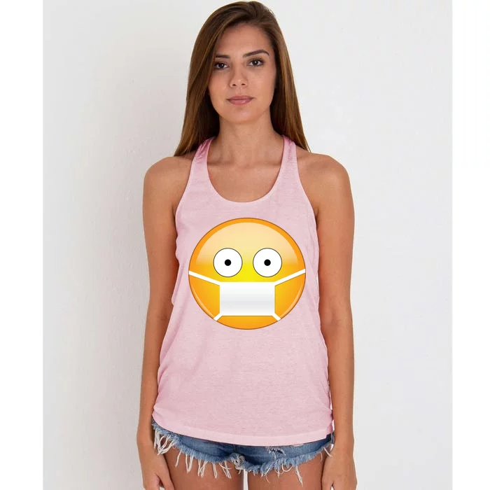 Face Medical Mask Emoji Women's Knotted Racerback Tank