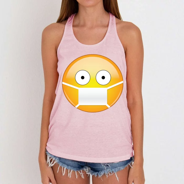 Face Medical Mask Emoji Women's Knotted Racerback Tank