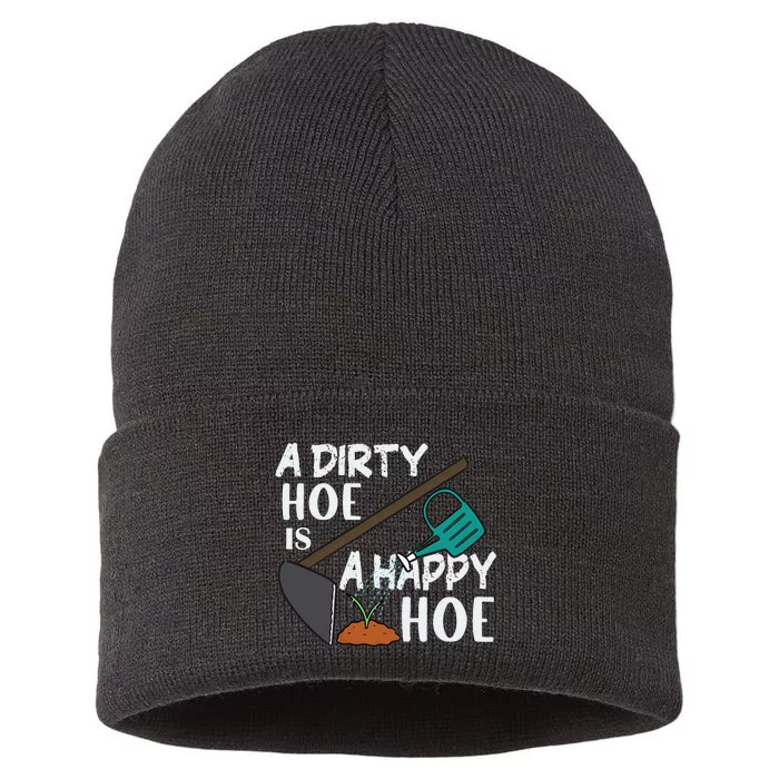 Funny A Dirty Hoe Is A Happy Hoe Sarcastic Gardening Humor Sustainable Knit Beanie