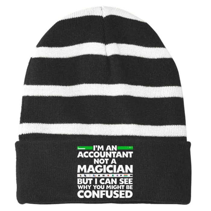 Funny Accountant Design For Women Accountant Accounting Striped Beanie with Solid Band