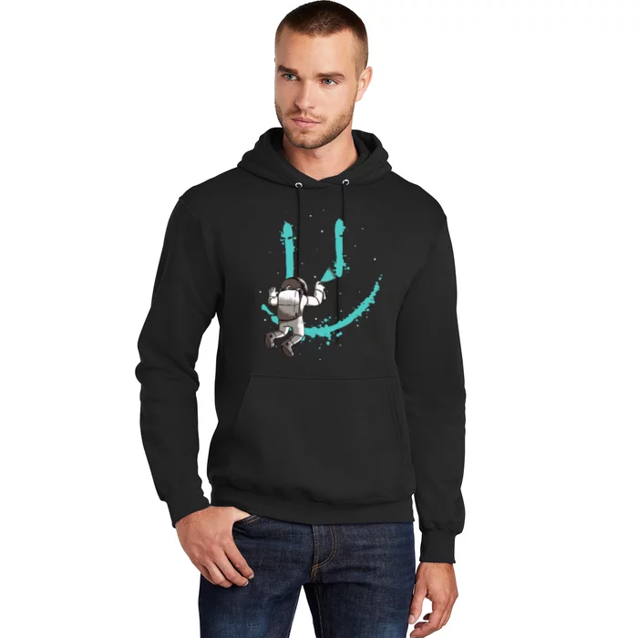 Funny Astronaut Drawing Smile Grafitti In Galaxy Hoodie