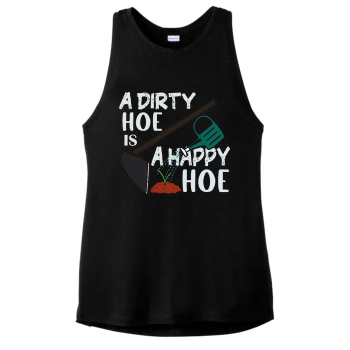 Funny A Dirty Hoe Is A Happy Hoe Sarcastic Gardening Ladies Tri-Blend Wicking Tank