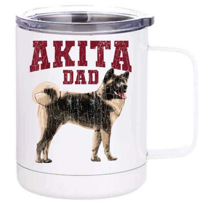 Funny Akita Dad For Men Akita Owner Gifts Front & Back 12oz Stainless Steel Tumbler Cup