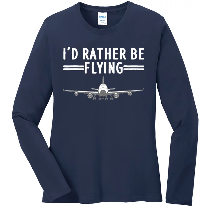 Funny Airplane Design For Airplane Aviation Pilot Ladies Long Sleeve Shirt