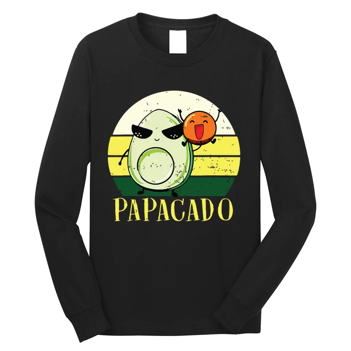 Funny Avocado Dad Gift Vegan Guacamole Avocado Papacado Long Sleeve Shirt