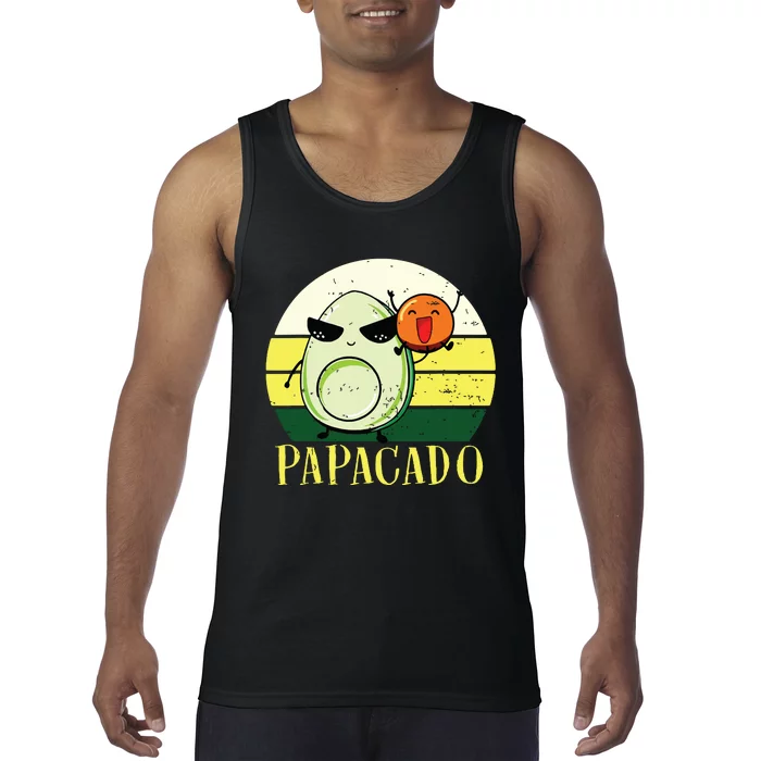 Funny Avocado Dad Gift Vegan Guacamole Avocado Papacado Tank Top