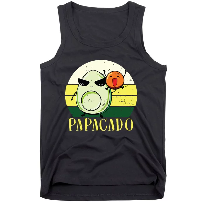 Funny Avocado Dad Gift Vegan Guacamole Avocado Papacado Tank Top