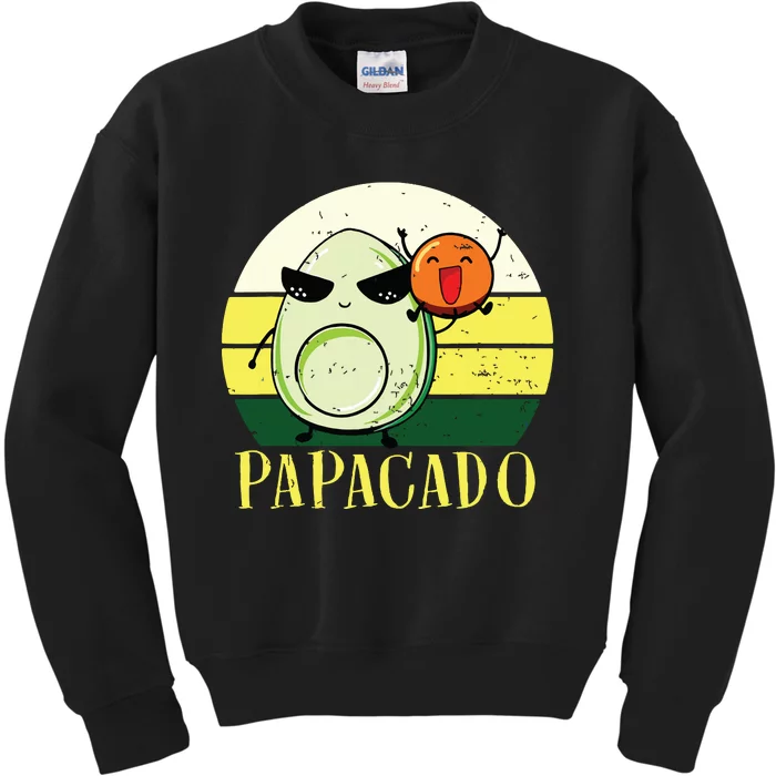 Funny Avocado Dad Gift Vegan Guacamole Avocado Papacado Kids Sweatshirt