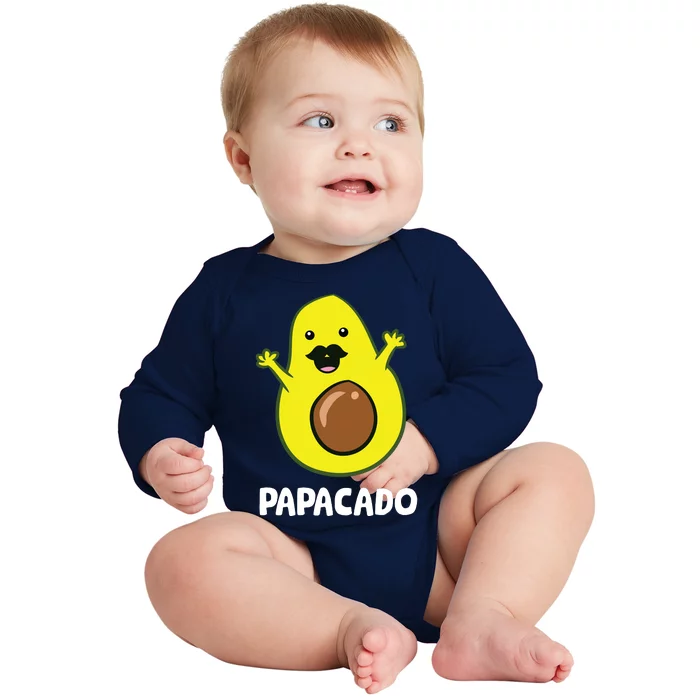 Funny Avocado Dad Vegan Guacamole Avocado Papacado Baby Long Sleeve Bodysuit