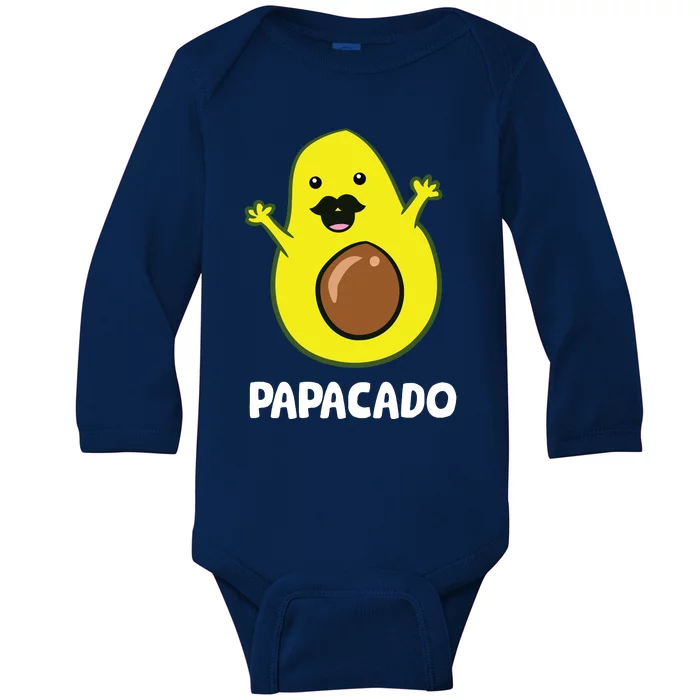 Funny Avocado Dad Vegan Guacamole Avocado Papacado Baby Long Sleeve Bodysuit