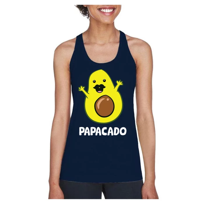 Funny Avocado Dad Vegan Guacamole Avocado Papacado Women's Racerback Tank