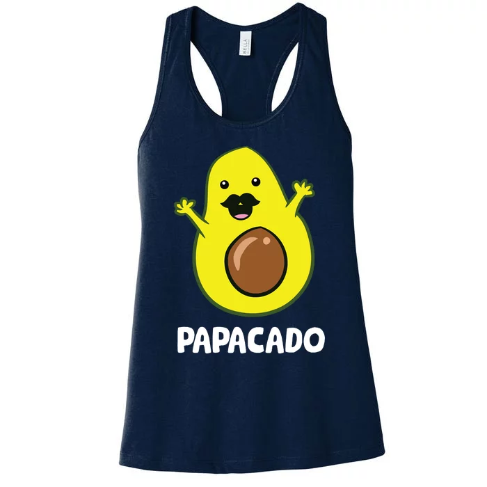 Funny Avocado Dad Vegan Guacamole Avocado Papacado Women's Racerback Tank