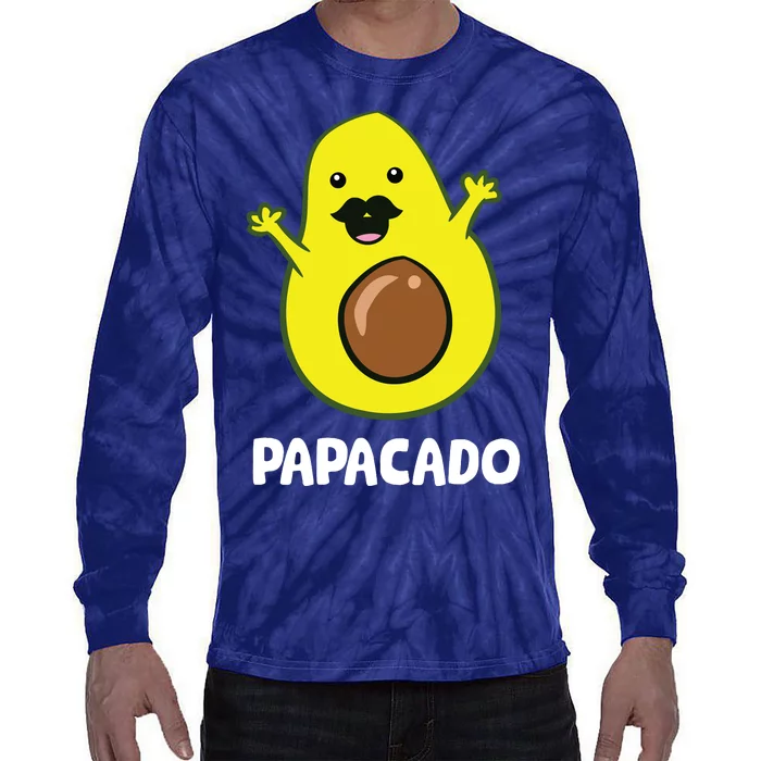 Funny Avocado Dad Vegan Guacamole Avocado Papacado Tie-Dye Long Sleeve Shirt