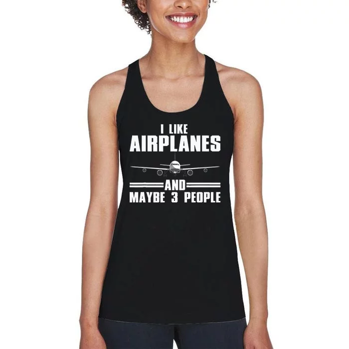 Funny Airplane Design Aviation Aviator Pilot Women's Racerback Tank