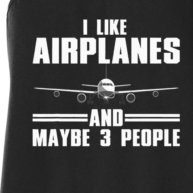 Funny Airplane Design Aviation Aviator Pilot Women's Racerback Tank