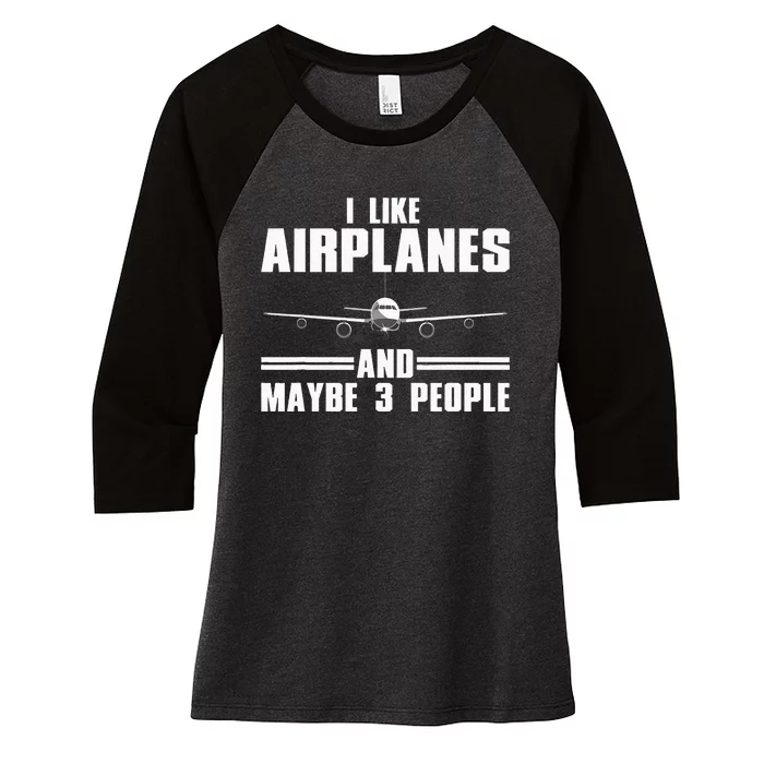 Funny Airplane Design Aviation Aviator Pilot Women's Tri-Blend 3/4-Sleeve Raglan Shirt