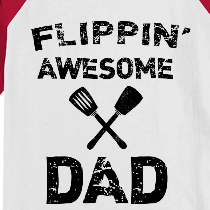 Flippin Awesome Dad Funny Cooking Grilling Bbq Chef Dad Meaningful Gift Kids Colorblock Raglan Jersey