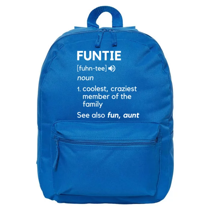 Funtie Aunt Definition Funny And Cool Auntie Gift 16 in Basic Backpack