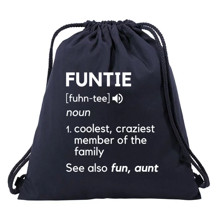 Funtie Aunt Definition Funny And Cool Auntie Gift Drawstring Bag