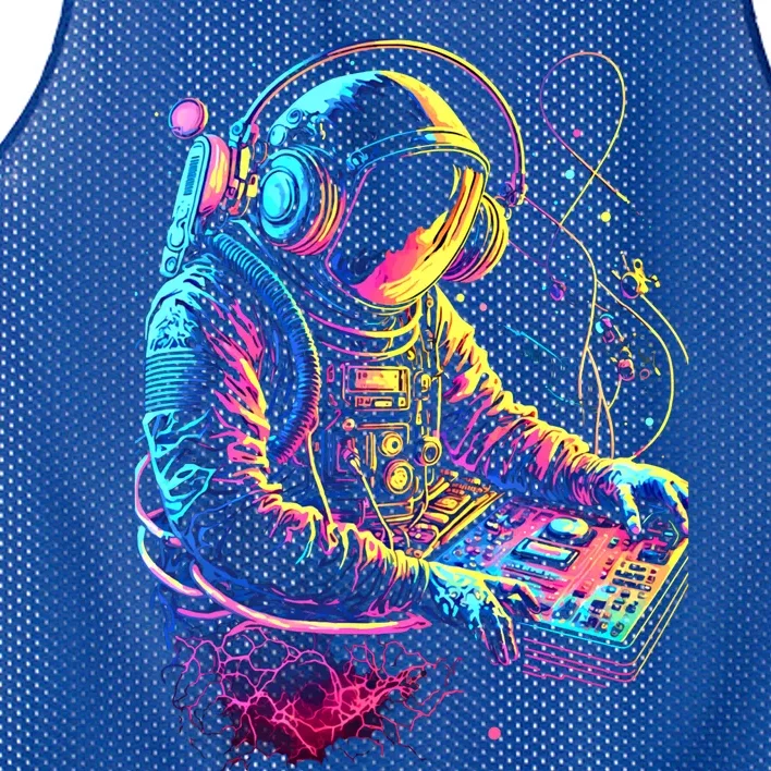 Funky Astronaut Dj In Space: Edm Graphic And Funny Gift Mesh Reversible Basketball Jersey Tank