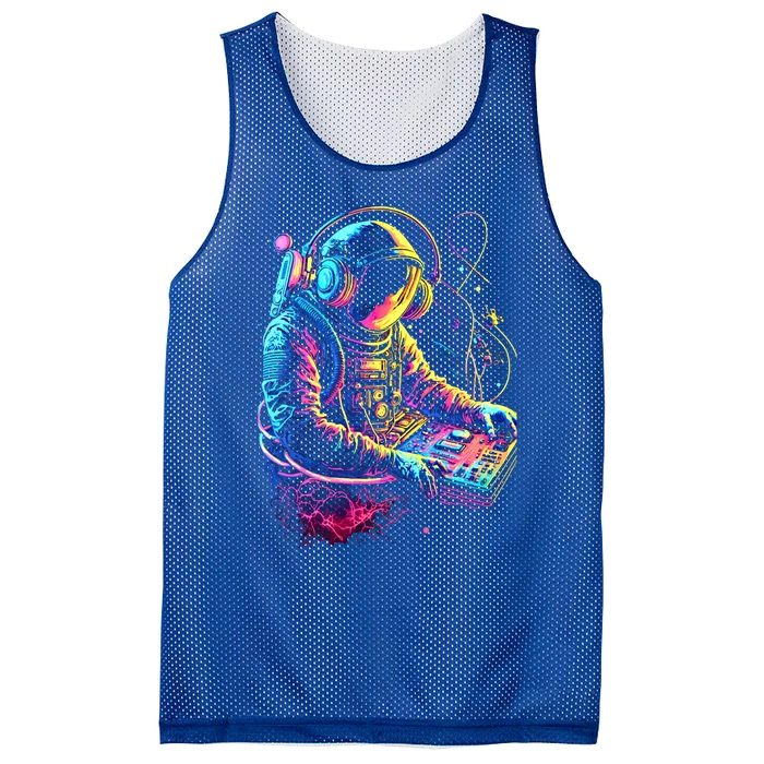 Funky Astronaut Dj In Space: Edm Graphic And Funny Gift Mesh Reversible Basketball Jersey Tank