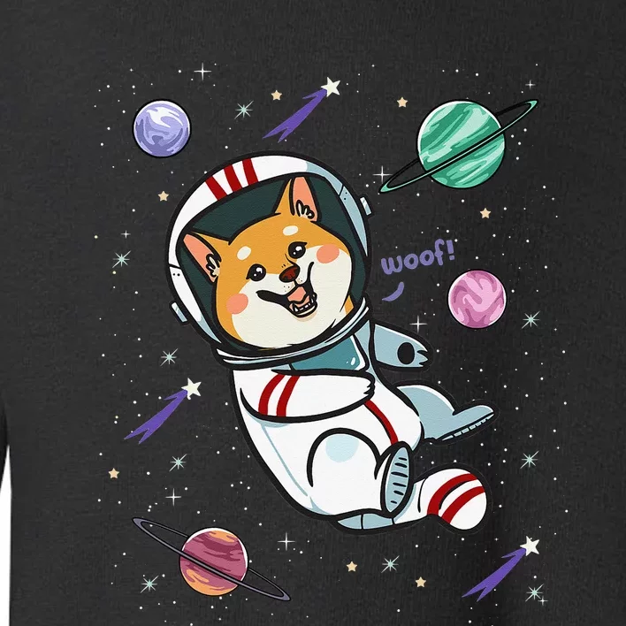 funny Astronaut Dog In Space Shiba Inu Akita Toddler Sweatshirt