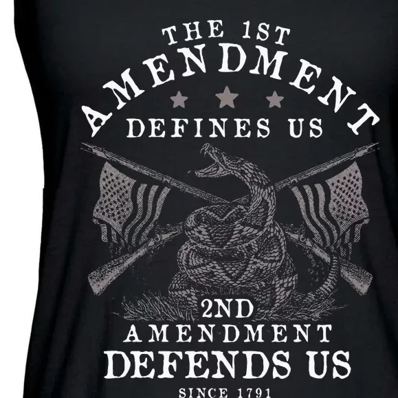 First Amendment Defines Us The Second Defends Us Gun Ladies Essential Flowy Tank