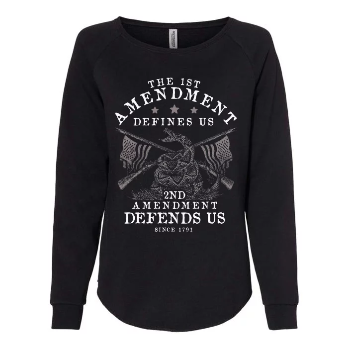 First Amendment Defines Us The Second Defends Us Gun Womens California Wash Sweatshirt