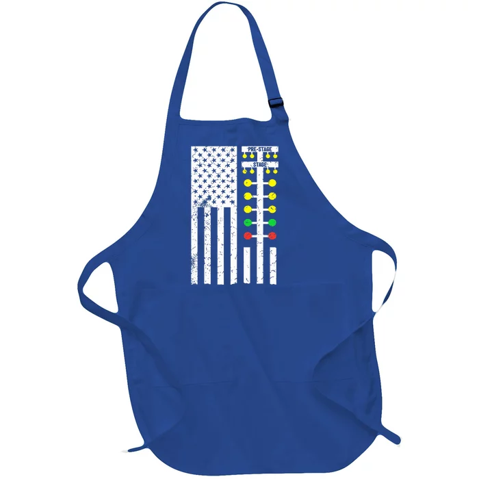 Flag American Drag Race Track Strip Light Tree Full-Length Apron With Pocket