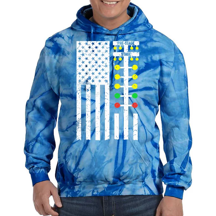 Flag American Drag Race Track Strip Light Tree Tie Dye Hoodie