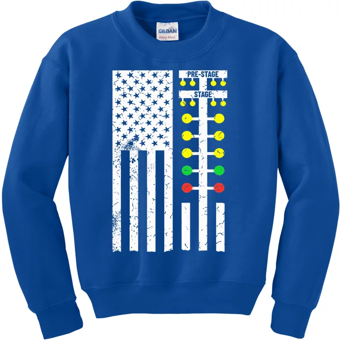 Flag American Drag Race Track Strip Light Tree Kids Sweatshirt