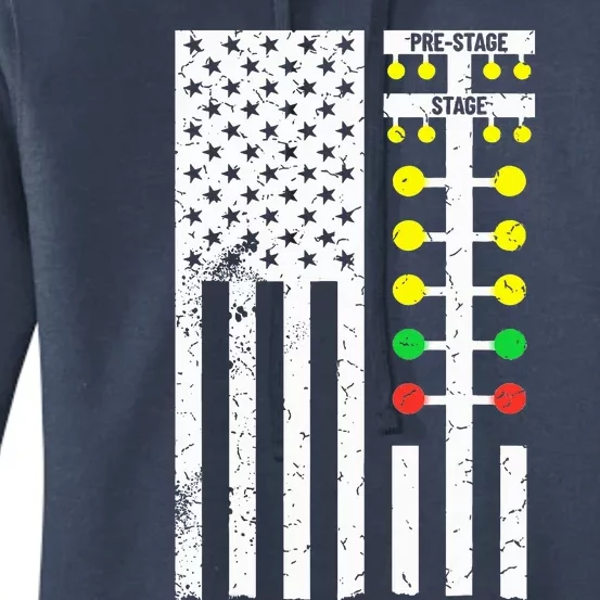 Flag American Drag Race Track Strip Light Tree Women's Pullover Hoodie