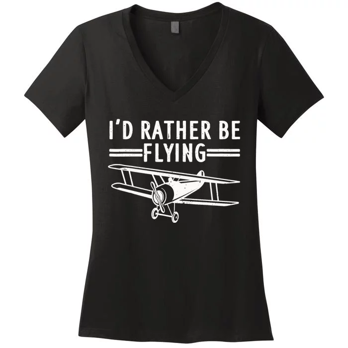 Funny Airplane Design For Adult Airplane Aviation Pilot Women's V-Neck T-Shirt