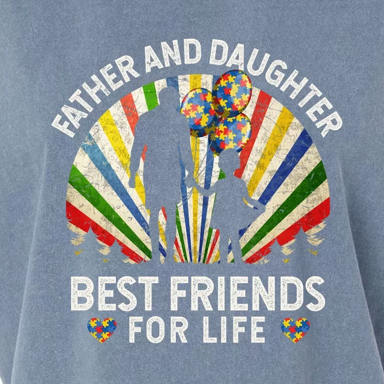 Father And Daughter Best Friends For Life Autism Awareness Garment-Dyed Women's Muscle Tee