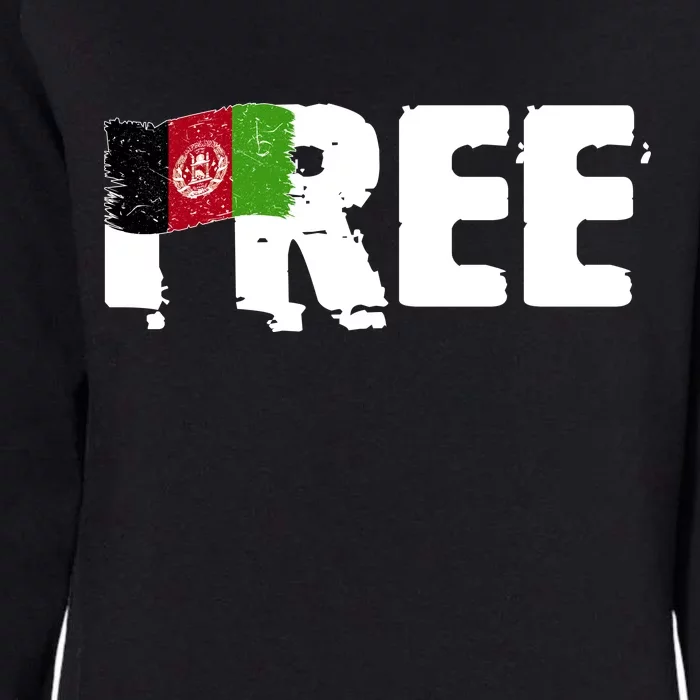 Free Afghanistan Distressed Flag Womens California Wash Sweatshirt