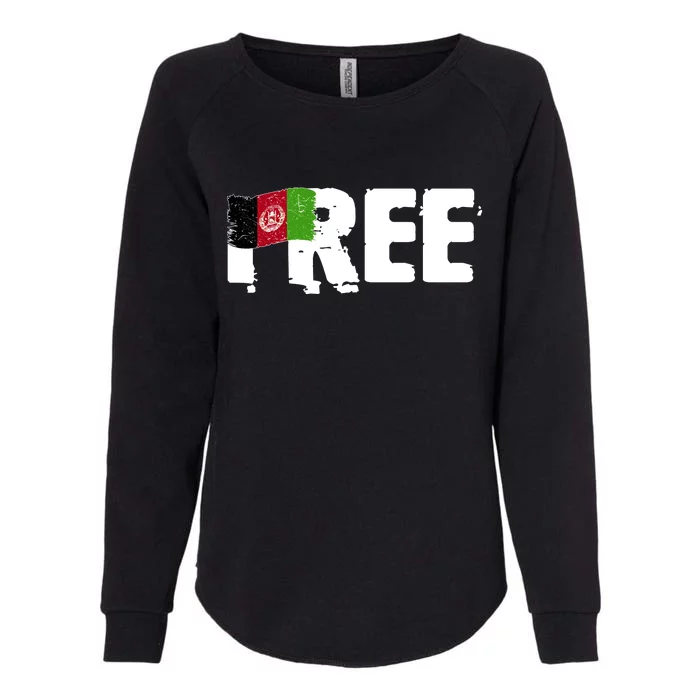 Free Afghanistan Distressed Flag Womens California Wash Sweatshirt