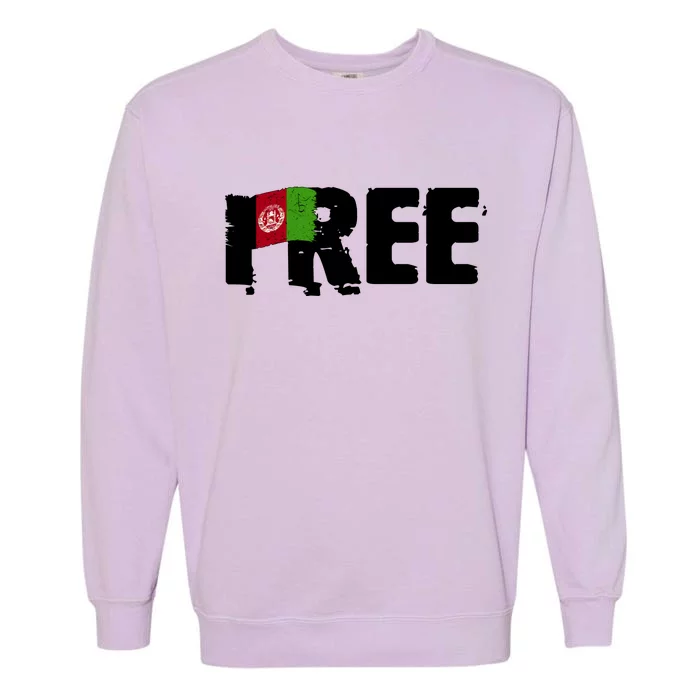 Free Afghanistan Distressed Flag Garment-Dyed Sweatshirt