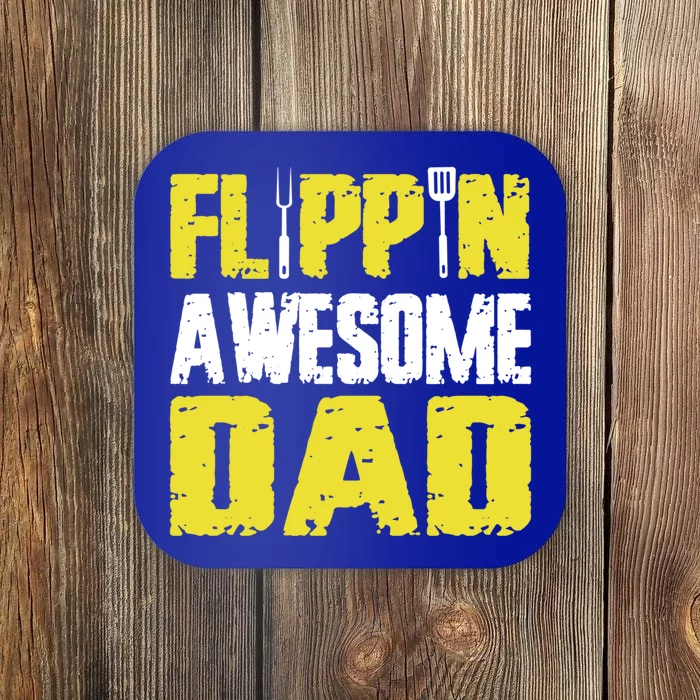 Flippin Awesome Dad Quote Barbecue Chef Dad Gift Coaster