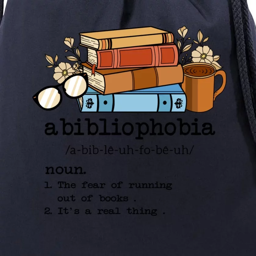 Funny Abibliophobia Definition Fear Books Reader Lover Drawstring Bag