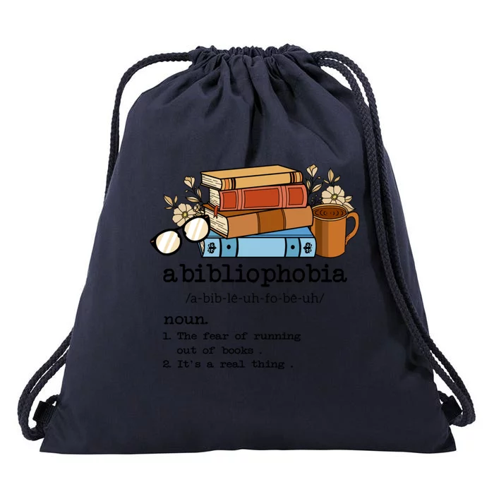 Funny Abibliophobia Definition Fear Books Reader Lover Drawstring Bag