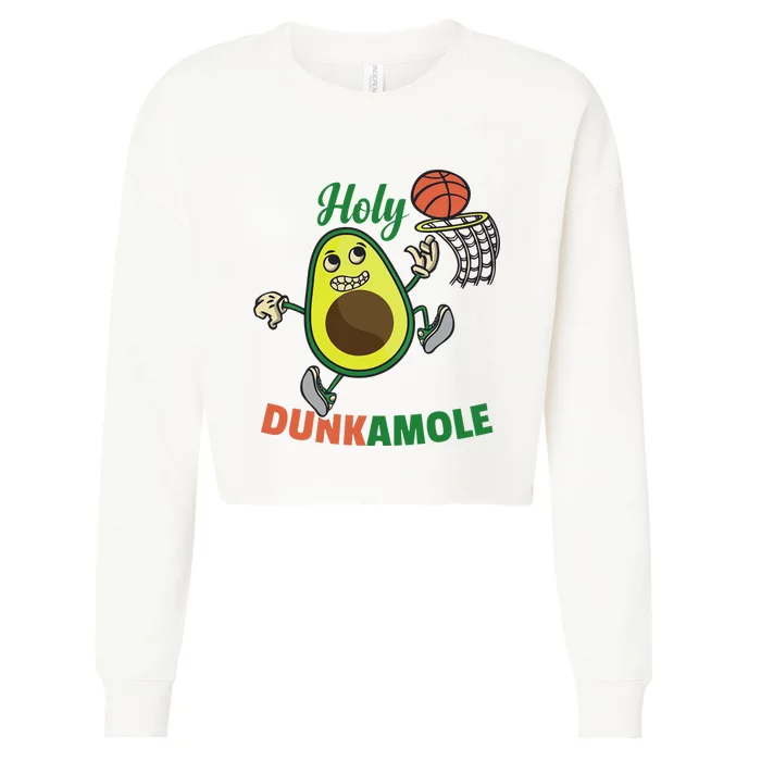 Funny Avocado Dunk Basketball Player Cropped Pullover Crew