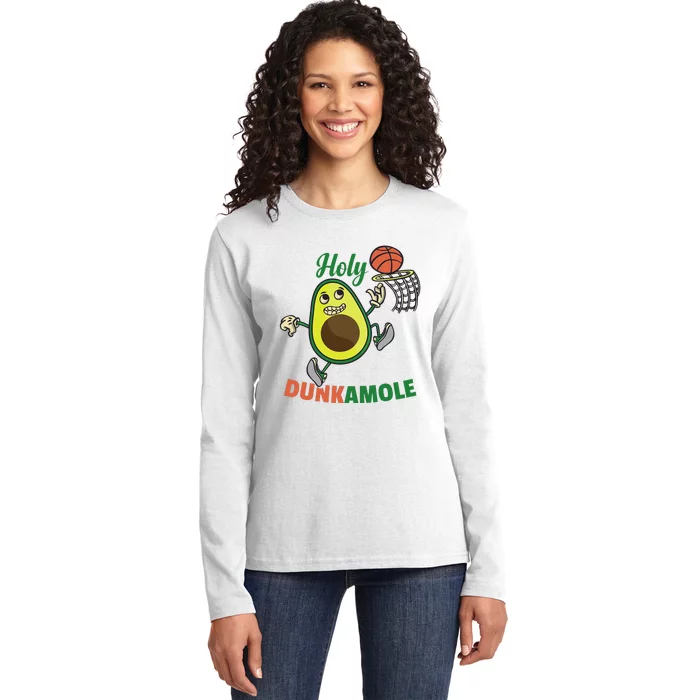 Funny Avocado Dunk Basketball Player Ladies Long Sleeve Shirt