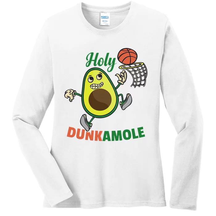 Funny Avocado Dunk Basketball Player Ladies Long Sleeve Shirt