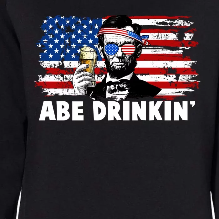 Funny Abe Drinkin USA American Flag Womens California Wash Sweatshirt