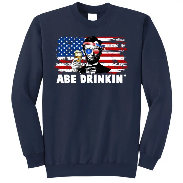 Funny Abe Drinkin USA American Flag Sweatshirt