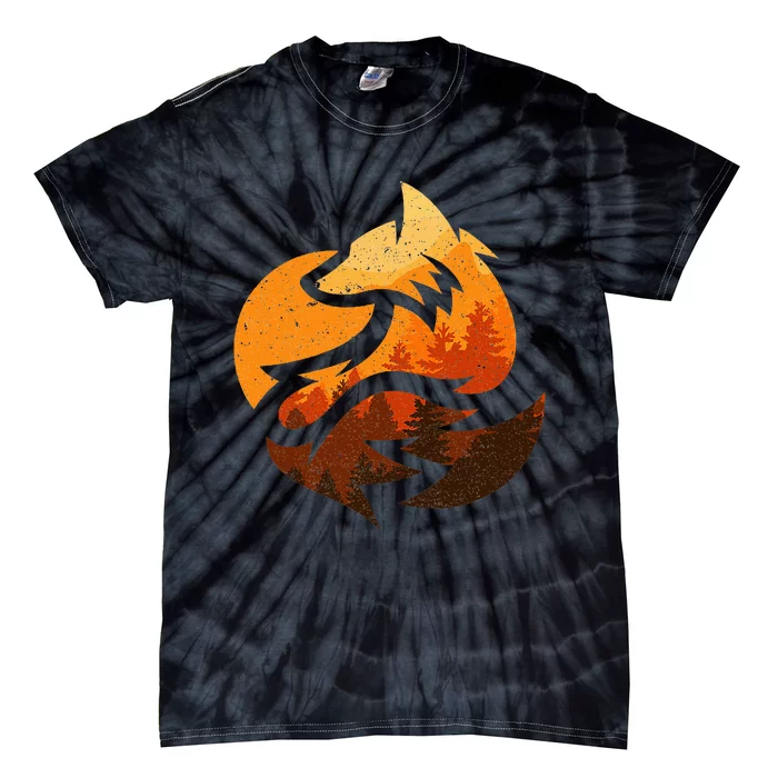 Fox Animal Design Gifts With Nature Trees Hunting Tie-Dye T-Shirt