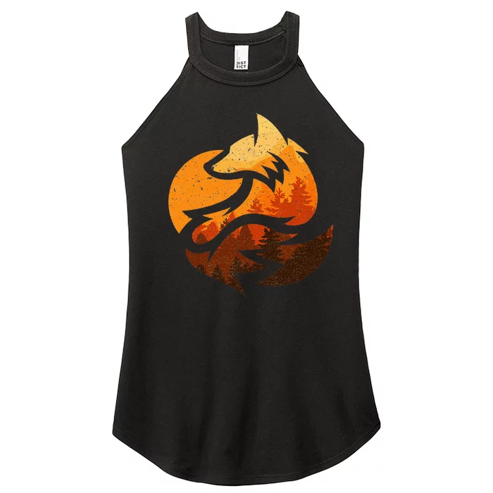 Fox Animal Design Gifts With Nature Trees Hunting Women’s Perfect Tri Rocker Tank