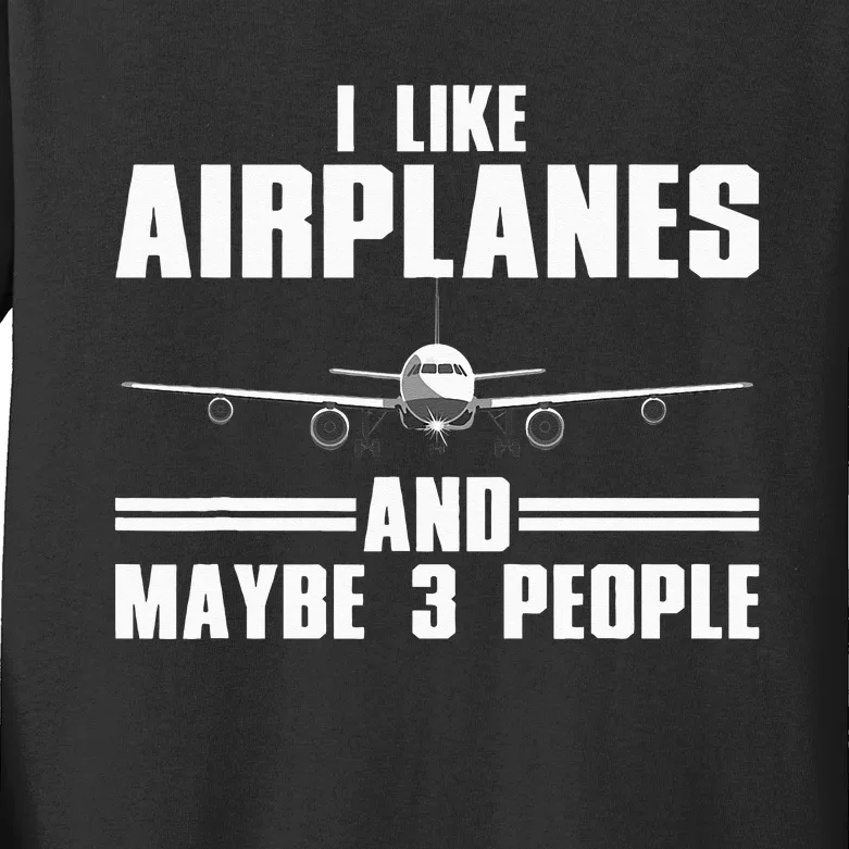 Funny Airplane Design For Wo Aviation Aviator Pilot Kids Long Sleeve Shirt