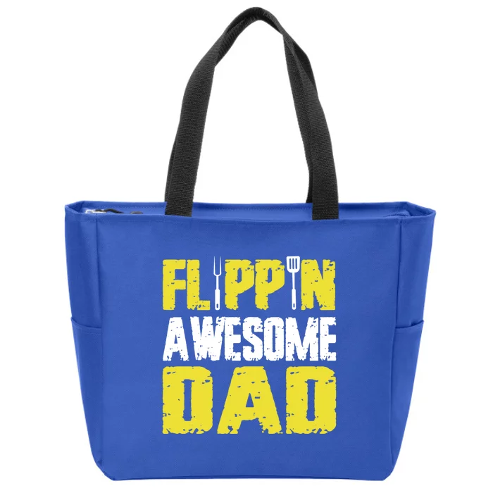 Flippin Awesome Dad Quote Barbecue Chef Dad Meaningful Gift Zip Tote Bag